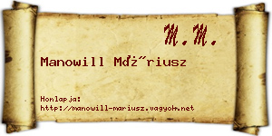 Manowill Máriusz névjegykártya